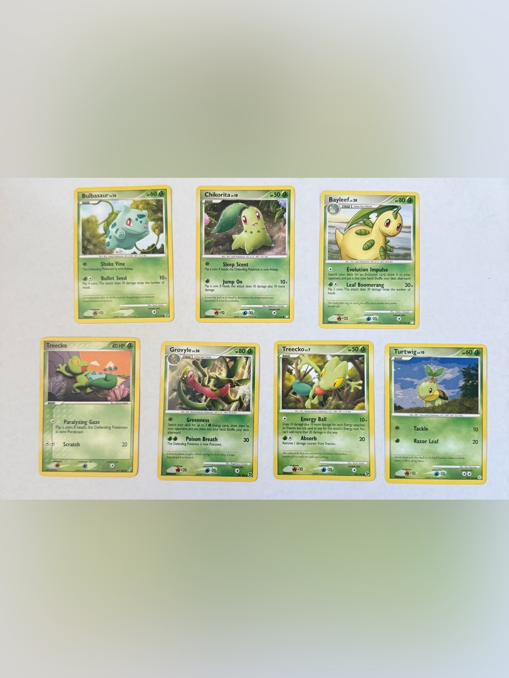 Pokemon Secret Wonders Lot Bulbasaur Chikorita Treecko Turtwig Bayleef Grovyle⁠
